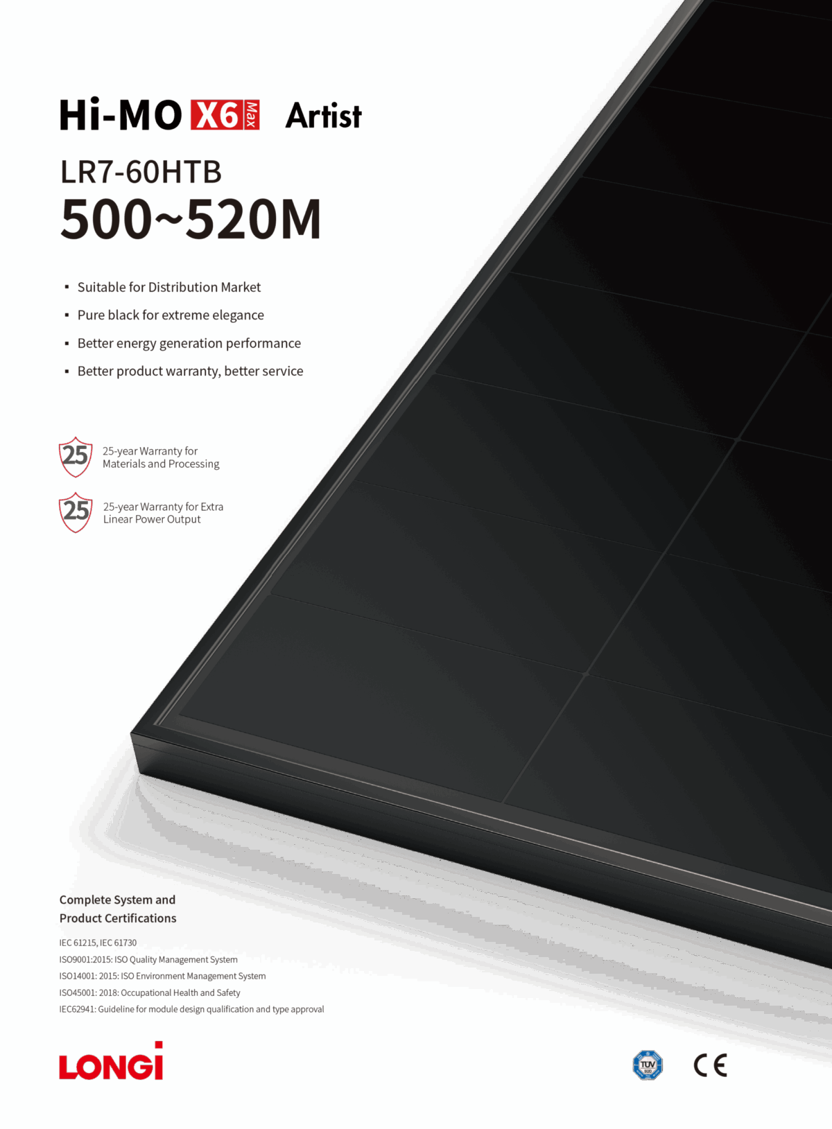 Longi Hi-MO X6 MAX Artist LR7-60HTB-505M