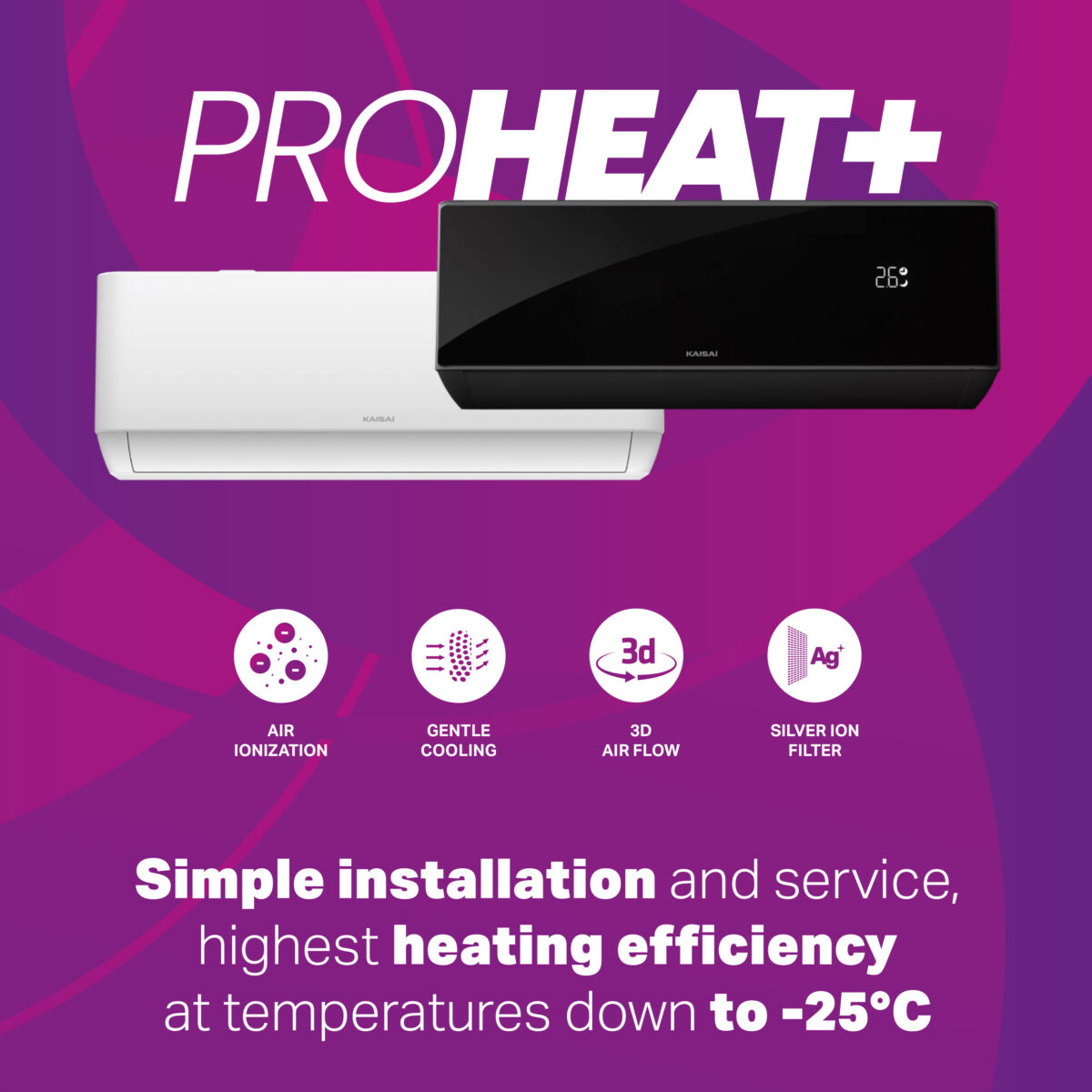 KAISAI PRO HEAT PLUS 3.5 kW set KRWB-12TLHO+KRW-12TLHI