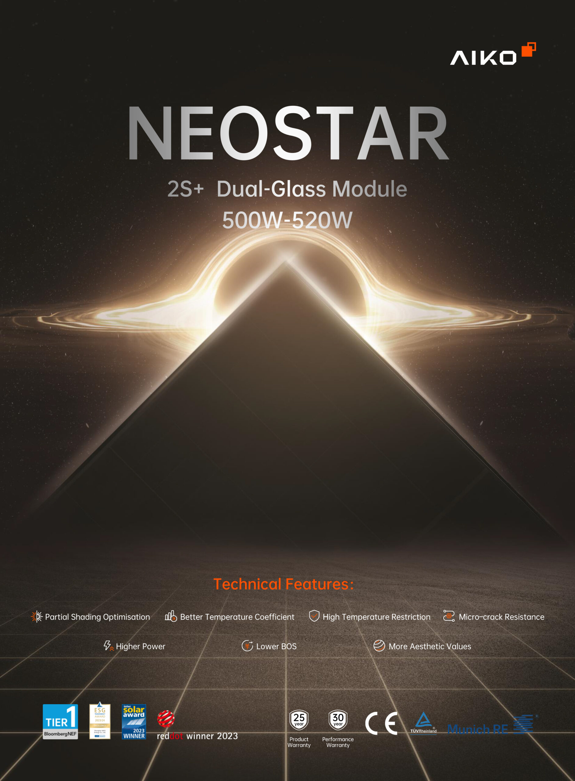 Neostar 2S Plus 188 AIKO A MAH60Db 500 520 1954x1134x30mm Black Frame EN 2409 V1 scaled
