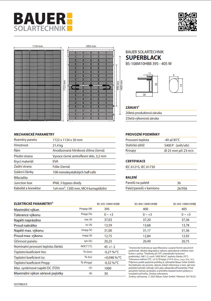 Bauer solar bs-400-108m10hbb 400wp 1