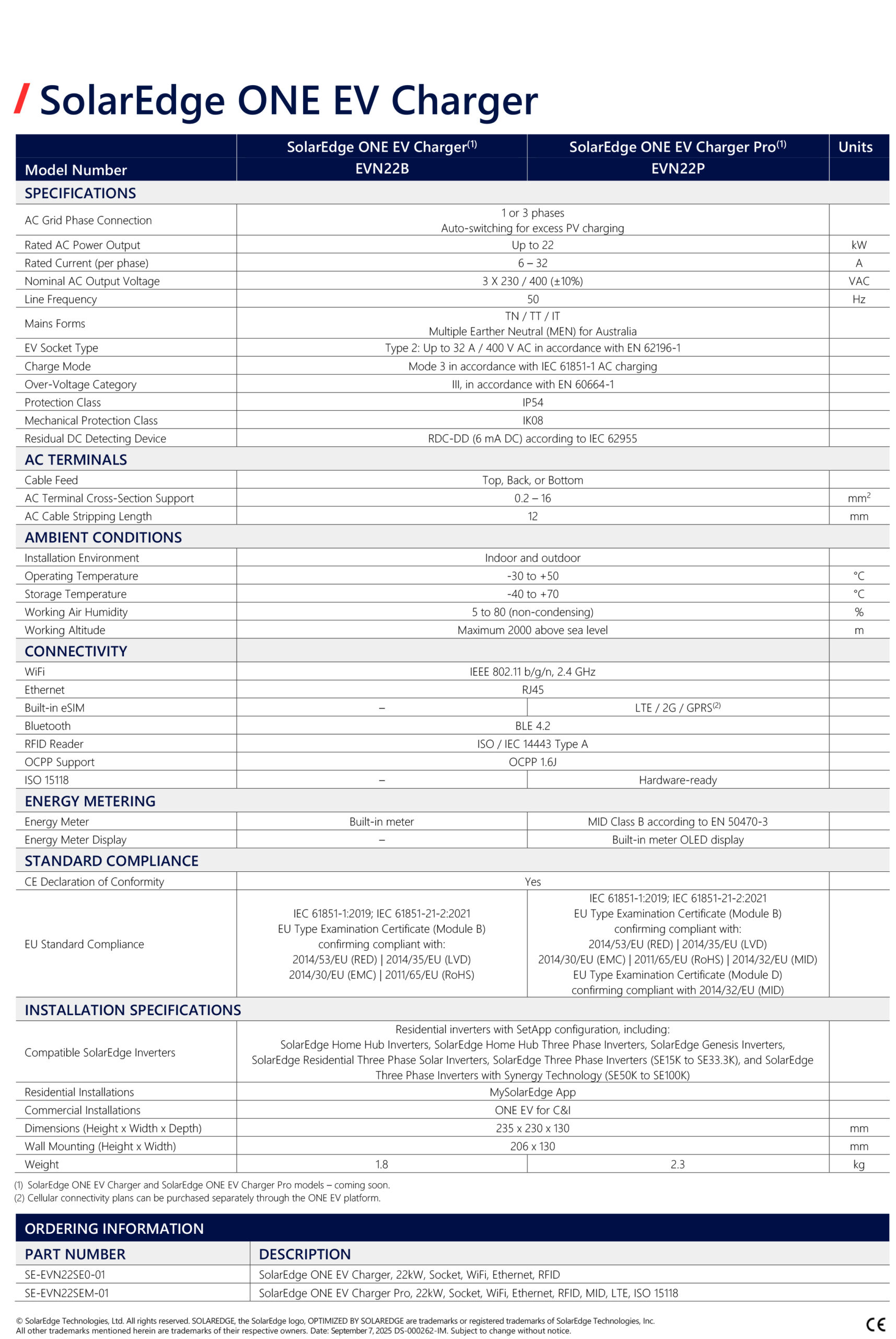 Solaredge se-evn22se0-01 Solaredge se-evn22se0-01 1
