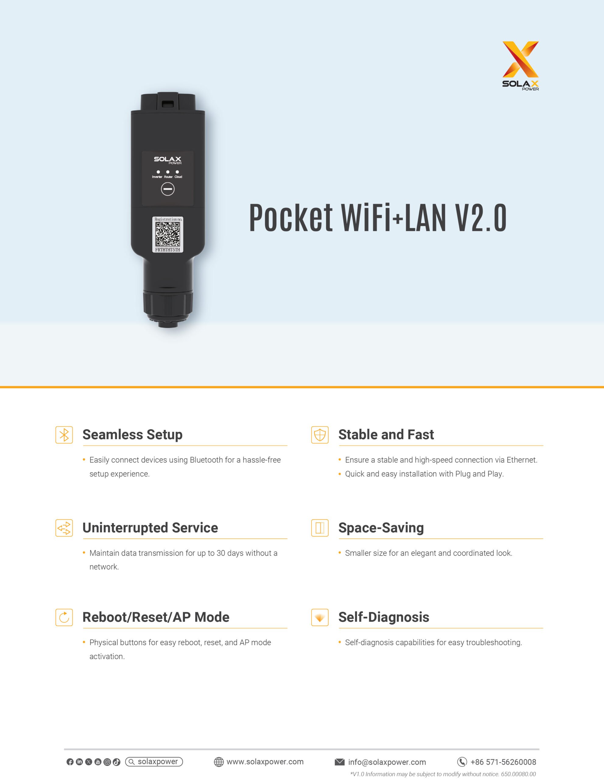 Solax power pocket dongle wifi+lan v2. 0 Solax power pocket dongle wifi+lan v2. 0